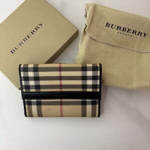 Burberry London House Check Canvas and Leather Trifold Wallet